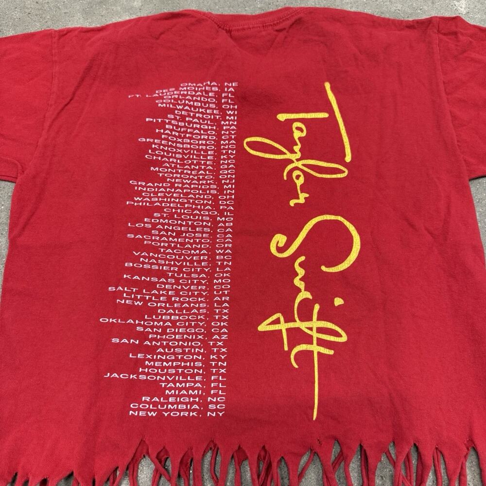 TAYLOR SWIFT SPEAK NOW 2011 CONCERT T SHIRT FRINGE BOHO T SHIRT RED MEDIUM - Picture 6 of 8